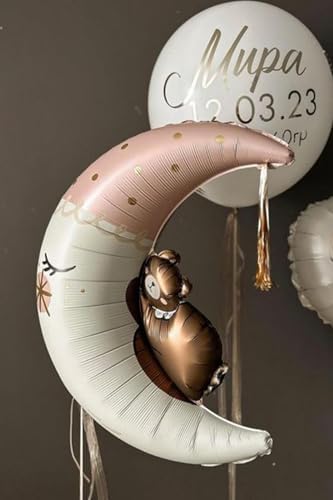 Alternative view of P.E.K. Ayıcıklı Ay Balon Sevimli Ayı Ay Folyo Balon Doğum Baby Shower Balonu 80cm