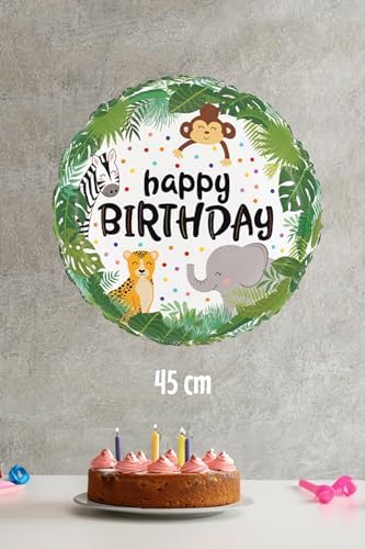 Alternative view of P.E.K. Yuvarlak Temalı Folyo Balon Happy Birthday Yazılı Konsept Doğum Günü Balonu 45cm