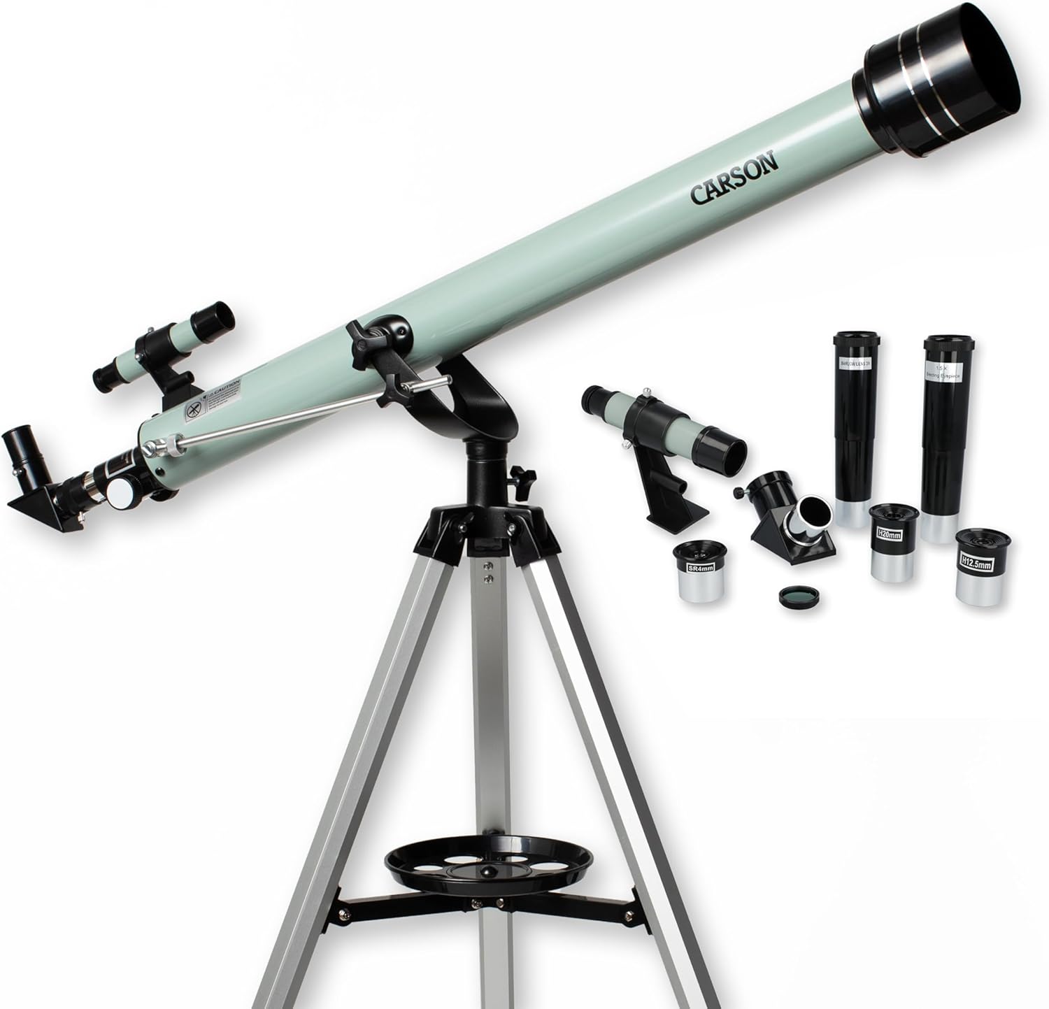 Stara 60AZ Refraktör Teleskop, 675 kata kadar çocuklar ve yetişkinler için, 3 mercekli teleskop aksesuarları,, Barlow Lens, Dik Lens, Ay Filtresi, Finderscope (SR-100)