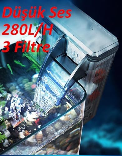 Alternative view of Askılı Şelale Akvaryum Filtre Kafa Motoru Iç Filtre 3W 280L Yüzey Temizleyicili 3 Filtreli