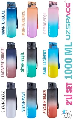 2'li Tritan Matara Seti 1000ml BÜYÜK BOY Çift Renk Softtouch FF Tritan Su Matarası