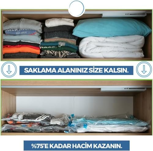 Vakumlu Hurç,Vakum Poşeti,Hurç,Vakumlu Organizer,Yastık,Yorgan,Kazak İçin Vakumlanabilir Hurç,Yerden Tasarruf İçin Vakumlu Poşet (2, 80X100)