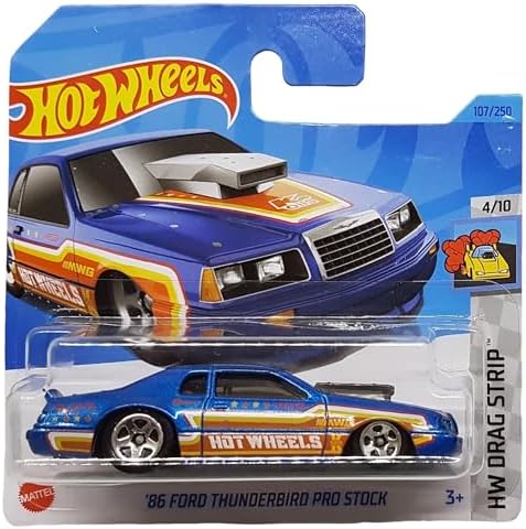 Alternative view of - '86 Thunderbird Pro Stock - HW Drag Strip 4/10 - HKH32 - Kısa Kart - Stok Araba Yarışı - Mavi Metalik - Mattel 2023