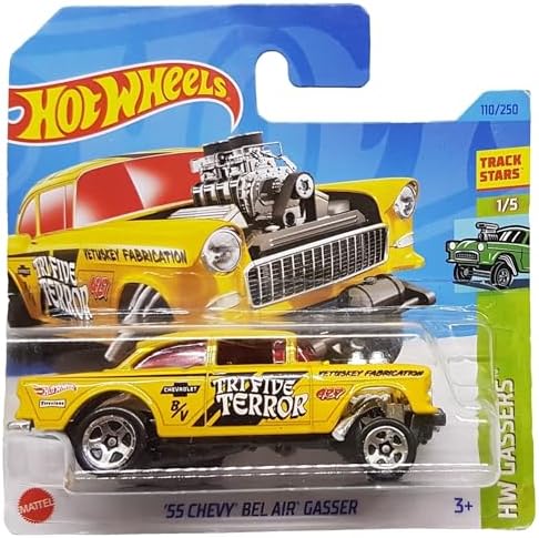 - ´55 Chevy Bel Air Gasser - HW Gassers 1/5 - HKH61 - Short Card - Track Stars - Firestone - GM - Mattel 2023 - 1:64