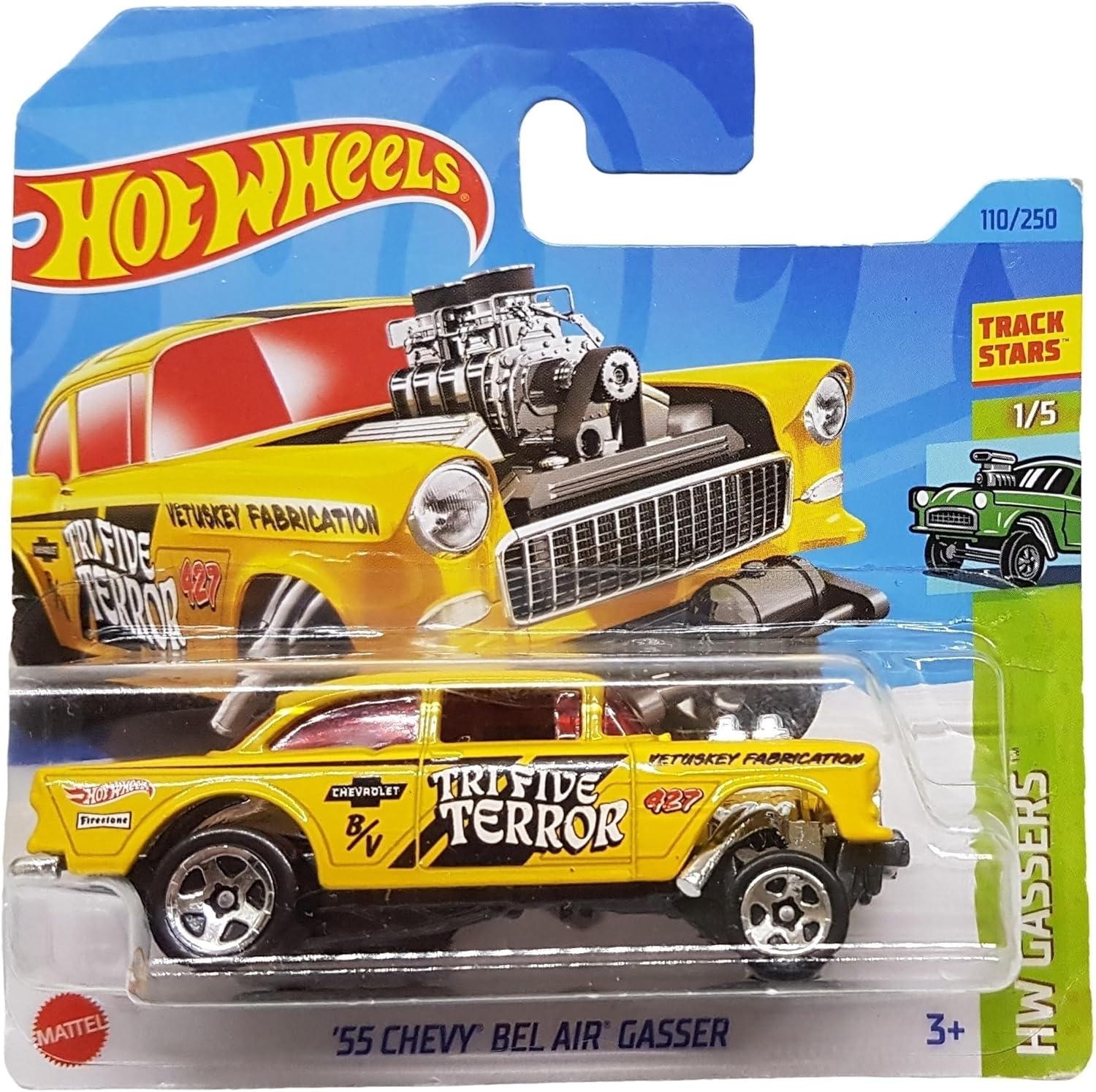 Alternative view of - ´55 Chevy Bel Air Gasser - HW Gassers 1/5 - HKH61 - Short Card - Track Stars - Firestone - GM - Mattel 2023 - 1:64