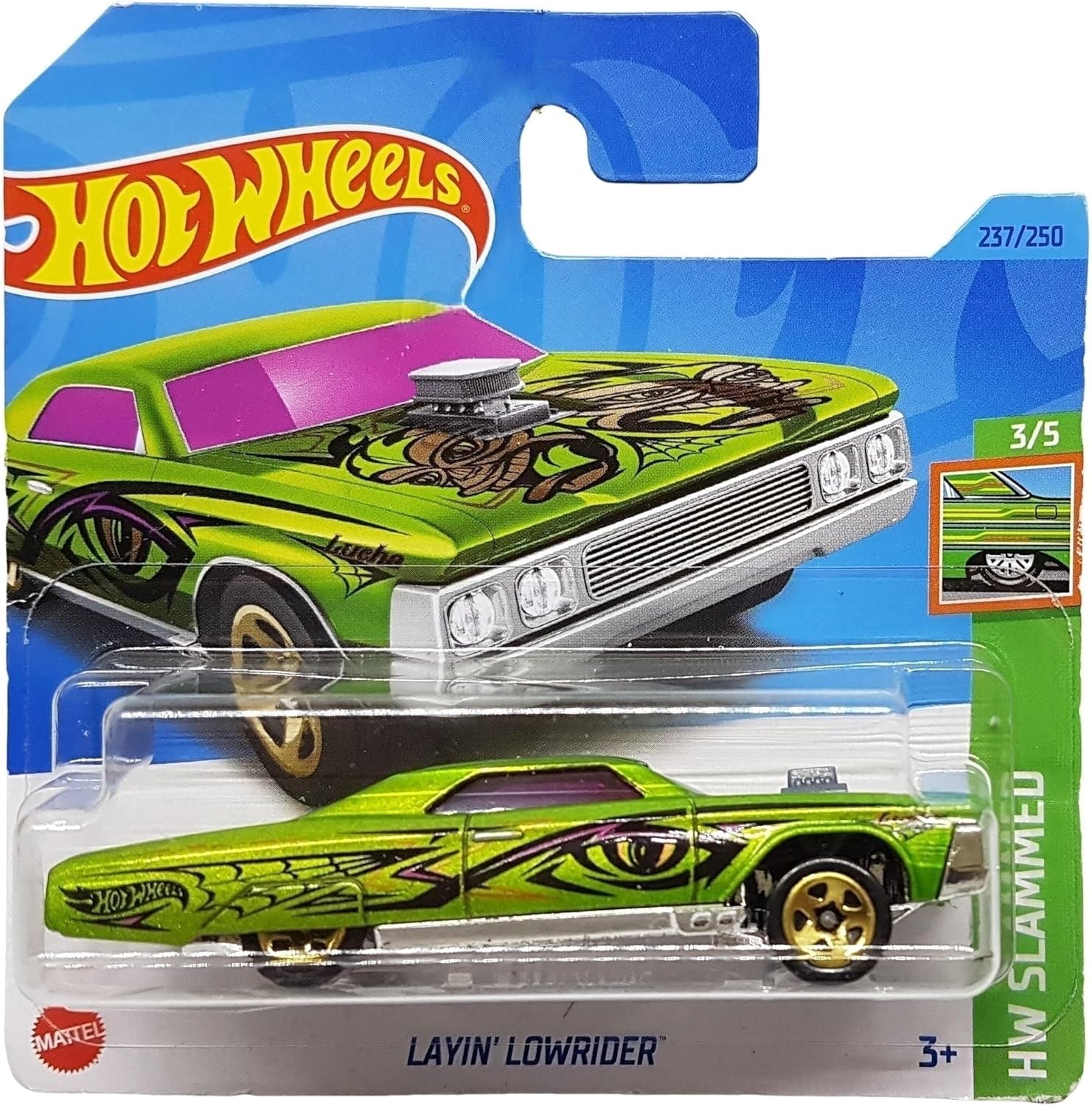 Alternative view of - Layin 'Lowrider - HW Slammed 3/5 - HKJ08 - Kısa Kart - Açık Yeşil Metalik - Mattel 2023 - 1:64