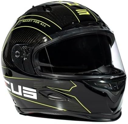 ZS-1800B Motosiklet Kaskı Kapalı Kask Gloss Carbon AM8 Fluo Yellow L