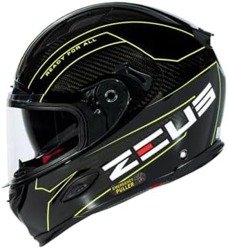 Alternative view of ZS-1800B Motosiklet Kaskı Kapalı Kask Gloss Carbon AM8 Fluo Yellow L