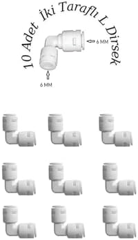 10 Adet Su Arıtma Filtre Bağlantı L Dirsek 1/4-6 mm (Bağlantı)