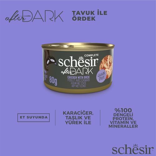 Alternative view of Schesir After Dark Tavuk ile Ördek Et Suyunda Yetişkin Kedi Konservesi 80g