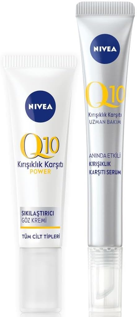 Q10 Kırışıklık Karşıtı Sıkılaştırıcı Göz Bakım Kremi 15ml ve Q10 Cilt Serumu, Yaşlanma Karşıtı 15ml