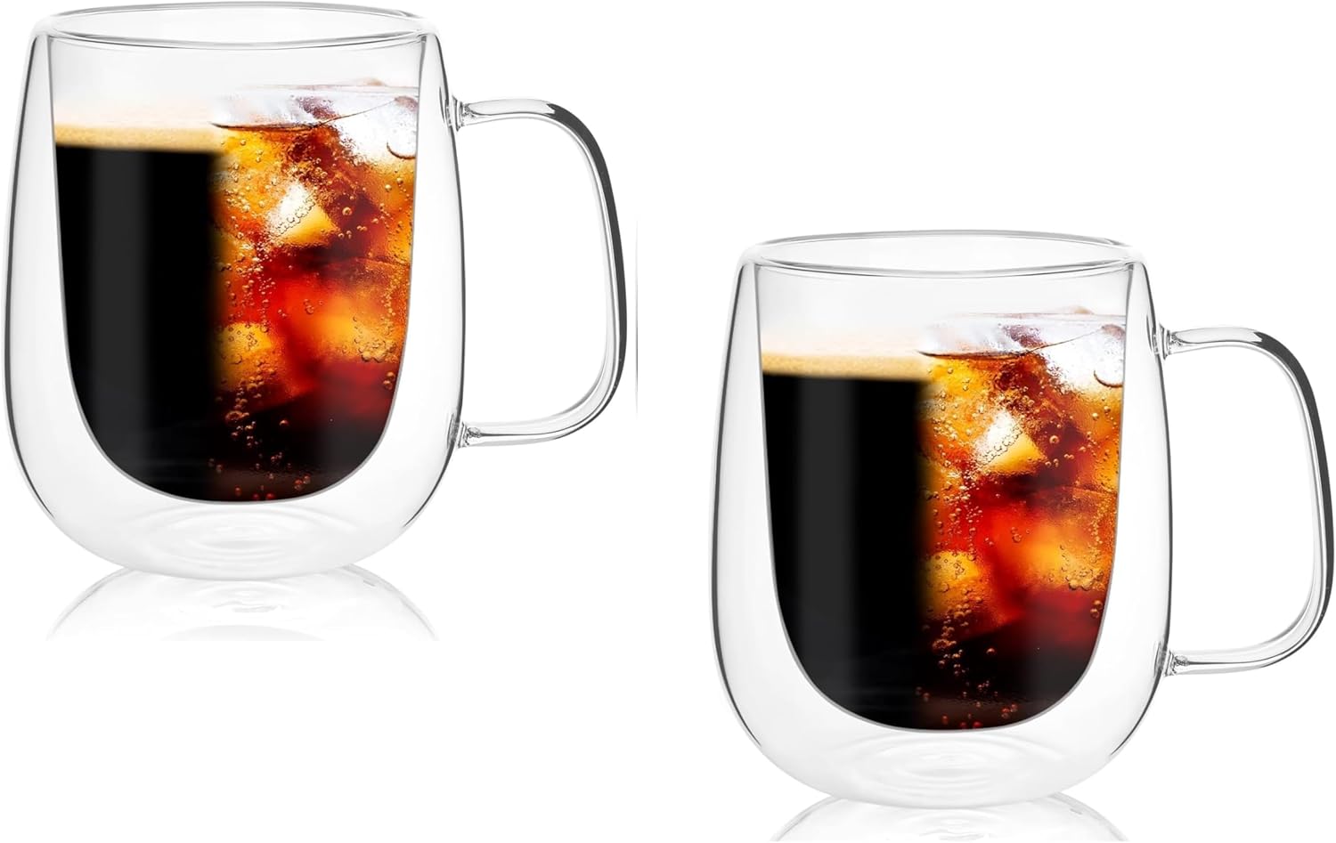 Borosilikat 2 Adet Çift Cidarlı Kupa Bardak, 250 Ml Kulplu Cam Çay Kahve Süt Kupa Borosilikat Bardak