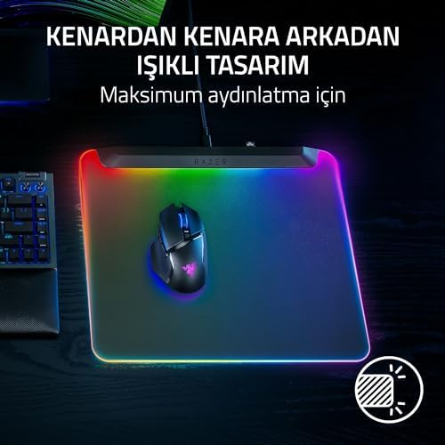 Firefly V2 Pro - RGB arkadan aydınlatmalı oyun mouse matı - Entegre USB Bağlantı Noktası (15 Bölge LED Aydınlatma, Optimum İzleme için Mikro Kazınmış Dokulu Yüzey) Siyah