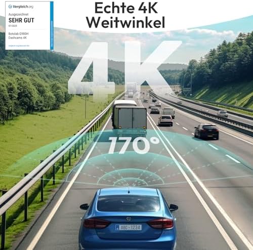 Alternative view of BOTSLAB 980h 4K Ön ve Arka, 4K Araba Cam Ön ve 2K Arka Kamera, Gece Görüşü, STARVIS Cam, ADAS, 170° Geniş Açı, Dahili GPS ve WiFi, 24/7 Modu, 64 GB SD Kart Dahil