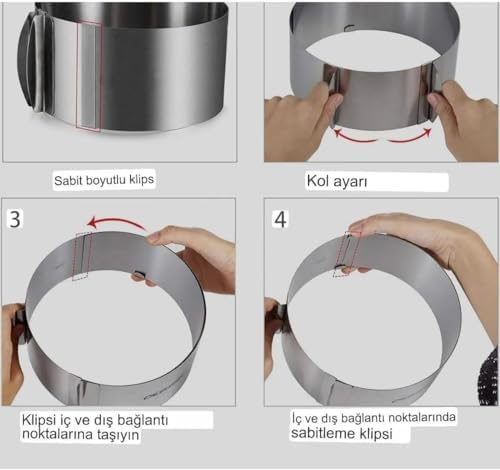 Alternative view of Paslanmaz Çelikten Ayarlanabilir Kek Ve Pasta Kalıbı,Ayarlanabilir Kek Çemberi,Ayarlı Ekmek Kalıbı,Pastacılık Ve Dekokrasyon İçin Çelik Paslanmaz Ayarlı Kek Kalıbı