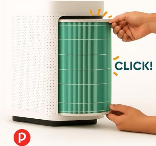 Akıllı Hava Temizleyici 4 Pro Uyumlu HEPA + Karbon İç Filtre (Yeşil) – Değiştirilebilir Karbon Filtreli, 3 Katmanlı Filtrasyon
