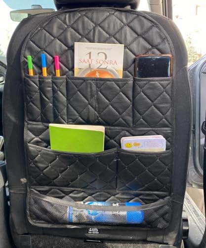 Araba Koltuk Arkası Eşya Düzenleyici Organizer Cepli Organizer Koruyucu Koltuk Arkası Çanta-Kaliteli Kumaş-Siyah