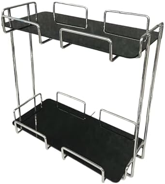 Alternative view of 2 Katlı 28x14 Gümüş Banyo ve Kozmetik Düzenleyici - Çift Katlı Sunum ve Servis Tepsisi - Makyaj Organizeri