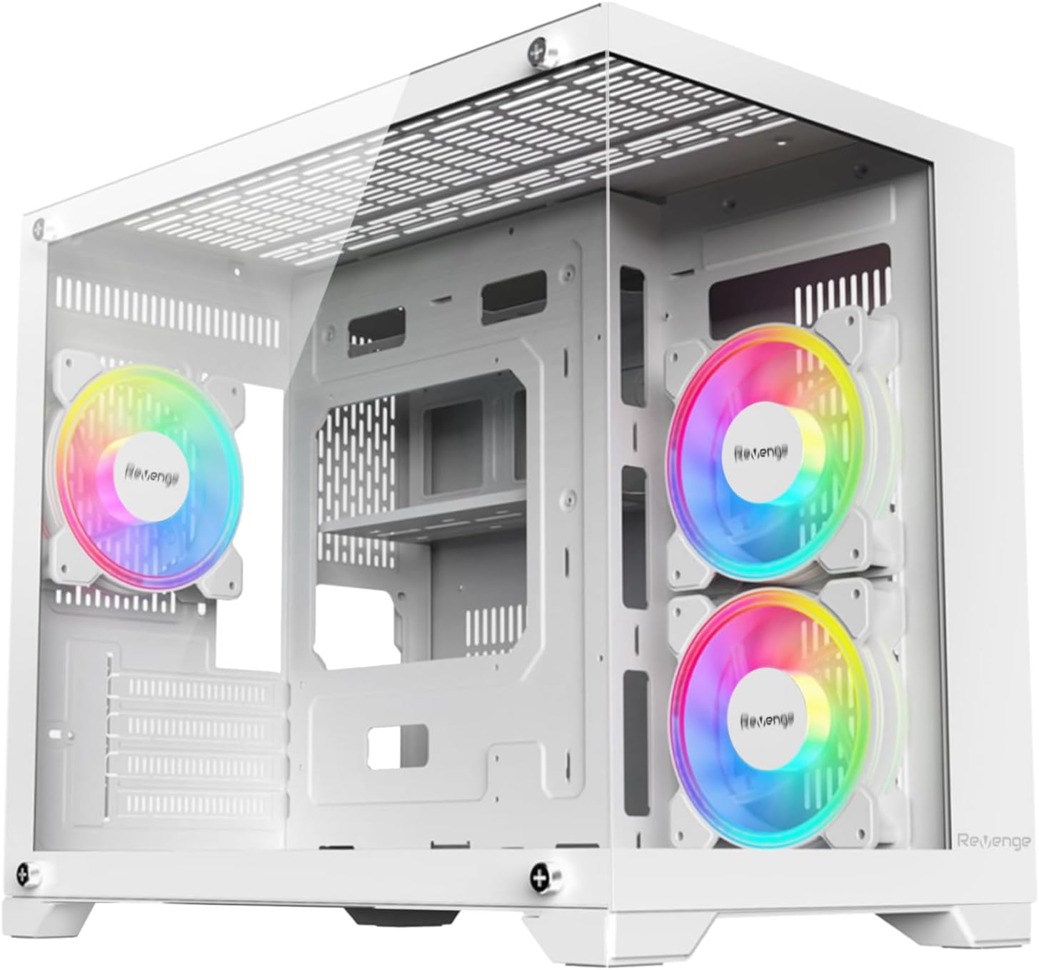 Beyaz 3 Rgb Fanlı Temperli Cam Panel Boş m-ATX Gaming Oyuncu Bilgisayar Kasası