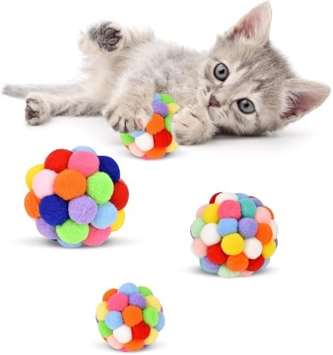 2 Adet Çıngıraklı Zilli Peluş Kedi Topu 7 cm – Büyük Boy Sesli Kedi Oyuncağı, Dayanıklı Yumuşak Toplar, Enerji Atıcı İnteraktif Oyun Topu El Yapımı