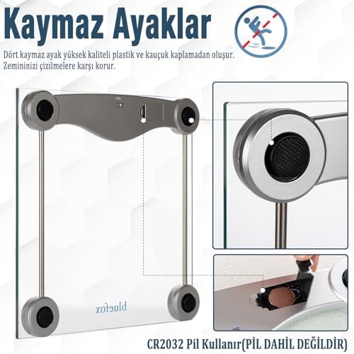 Alternative view of Dijital Cam Tartı - 180 kg Kapasite, Parlak LCD Ekran, Temperli Cam Yüzey, Hassas Ölçüm (100g Artış), -On Teknolojisi, Modern Minimalist Tasarım, Enerji Verimliliği, 3 Yıl Garanti