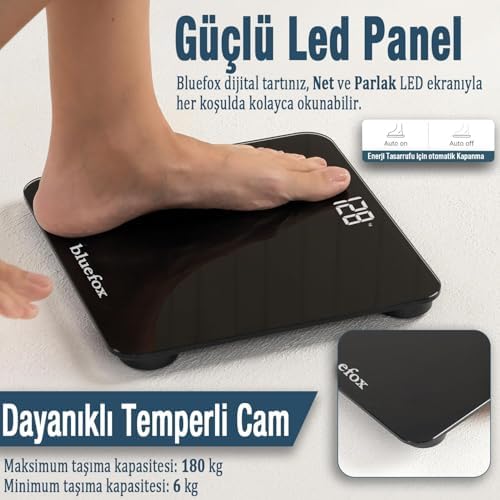 Alternative view of Dijital Banyo Tartısı - 180 kg Kapasite Baskül, Büyük LED Ekran, Temperli Cam Yüzey, Hassas Ölçüm, -On Teknolojisi, Enerji Tasarrufu, Modern ve Minimalist Tasarım