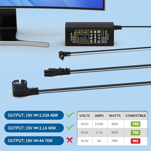 Alternative view of 19V voeding voedingskabel voor LG monitor 19 "20" 22 "23" 24 "27" 29 "32" 34 22" 32" voor LED LCD breedbeeld HDTV oplader oplaadkabel voor TV oplader