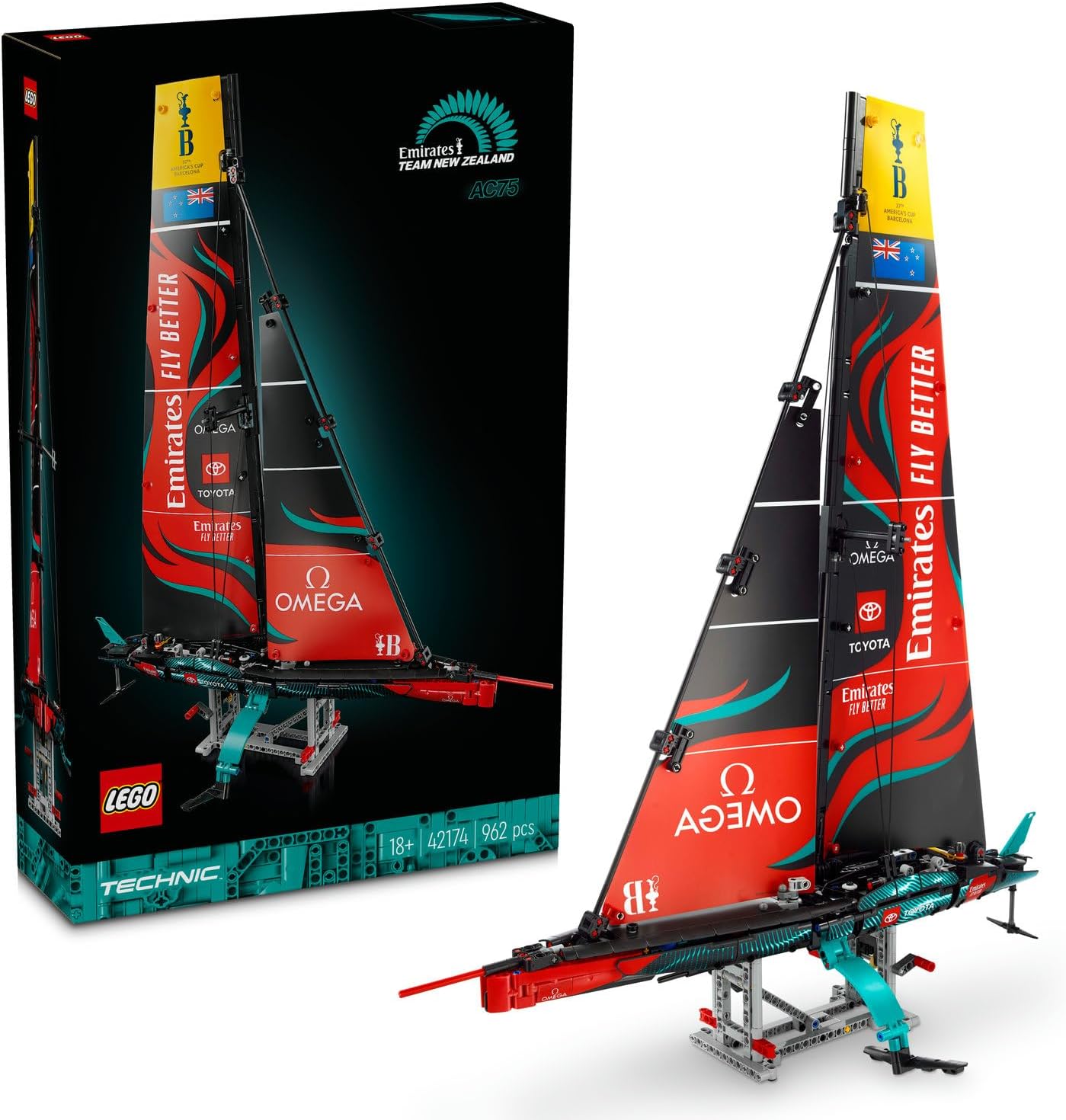 Emirates New Zealand AC75 Yat 42174 - Yetişkinler için Yelkenli Tekne Modeli Yapım Seti (962 Parça)