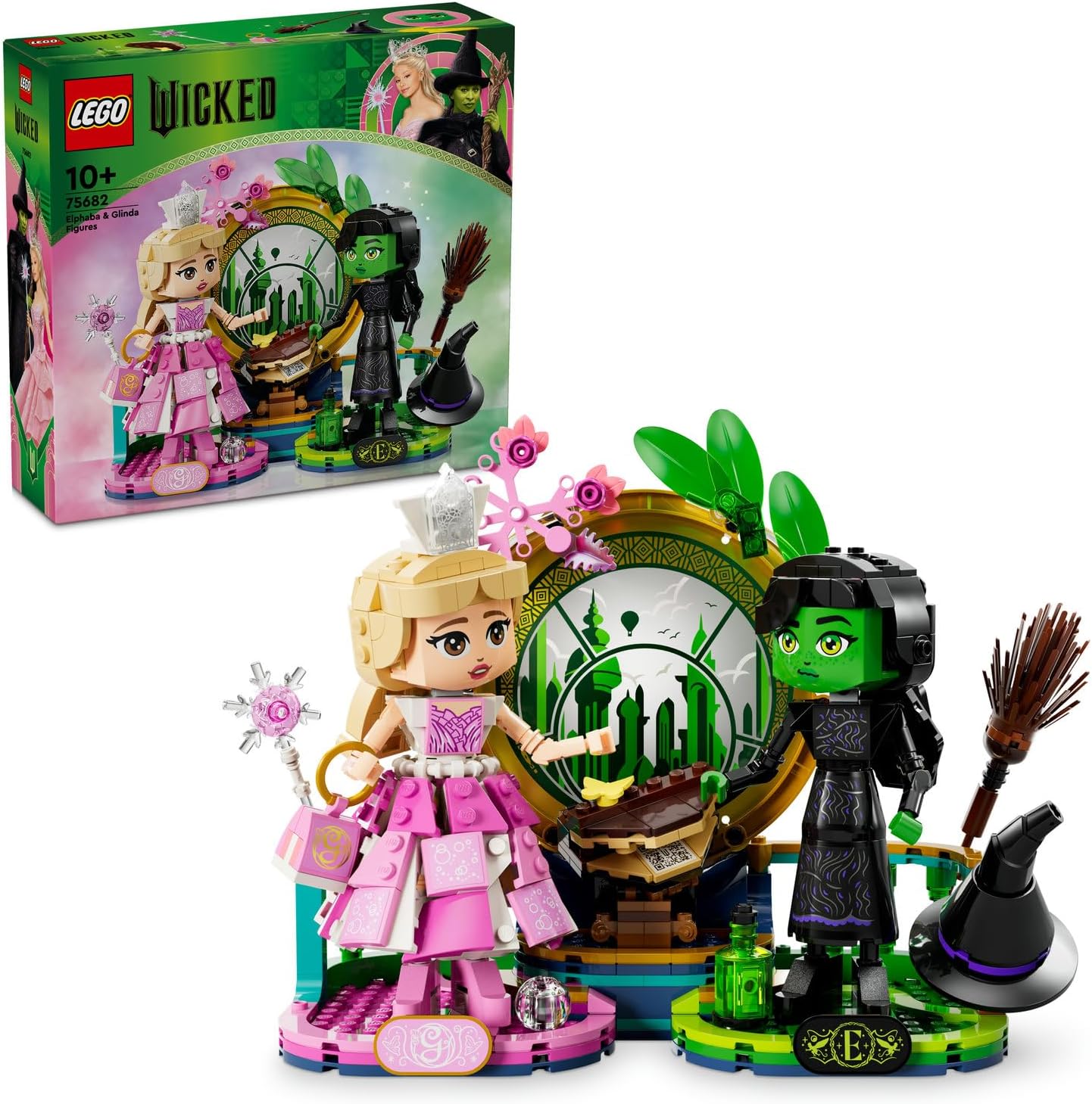 Wicked Elphaba ve Glinda Figürleri 75682-10 Yaş ve Üzeri Çocuklar için Fantastik Oyuncak Yapım Seti (558 Parça)