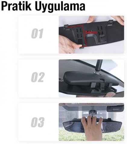 polham mobile 30x9 CM Ultra Geniş Araç İçi Geniş Açılı Araç Dikiz Aynası, Kavisli, Genişletilmiş Açılı Ayna