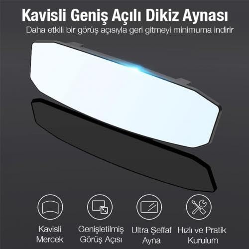 Alternative view of polham mobile 30x9 CM Ultra Geniş Araç İçi Geniş Açılı Araç Dikiz Aynası, Kavisli, Genişletilmiş Açılı Ayna