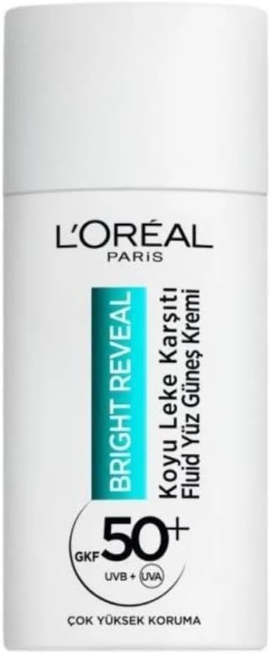 L'OREAL PARIS Bright Reveal SPF50, Koyu Leke Karşıtı Fluid Günlük Yüz Güneş Kremi 50ml