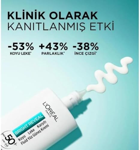 Alternative view of L'OREAL PARIS Bright Reveal SPF50, Koyu Leke Karşıtı Fluid Günlük Yüz Güneş Kremi 50ml