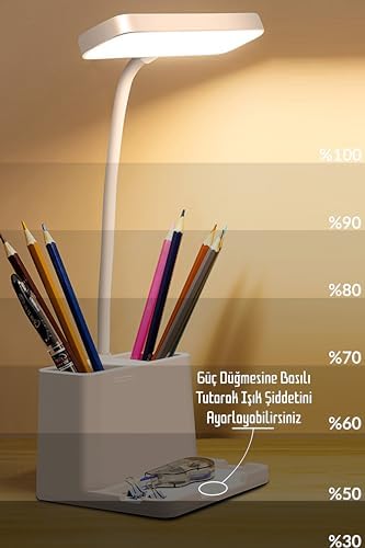 Şarjlı Masa Lambası Dokunmatik Renk Ayarlı Telefon Standlı Dimmer Çalışma Okuma Işığı Q108-1