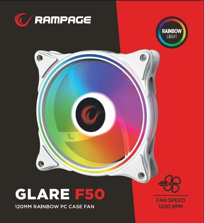 Alternative view of GLARE F50 38CFM 1200RPM 12cm 3P+4P Molex Soketli SİYAH Kasa Fanı