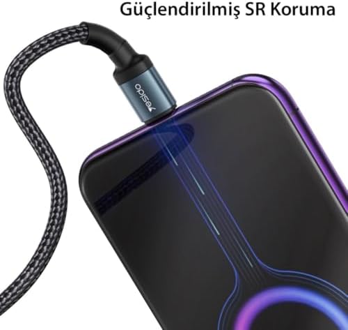 Alternative view of 2M 60W Hasırlı Type-C to Type-C PD Hızlı Şarj Kablosu - Siyah