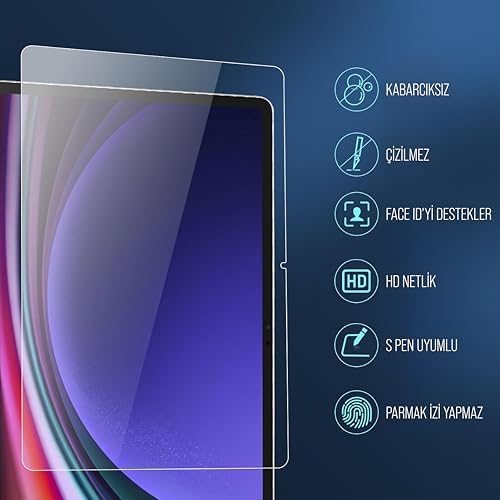 BABİLDEN Tablet için Tasarlanmış Uçtan Kenara Kapsama Tam Koruma Dayanıklı Temperli Cam (Galaxy Tab S9 X710)