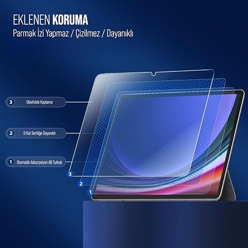 Alternative view of BABİLDEN Tablet için Tasarlanmış Uçtan Kenara Kapsama Tam Koruma Dayanıklı Temperli Cam (Galaxy Tab S9 X710)