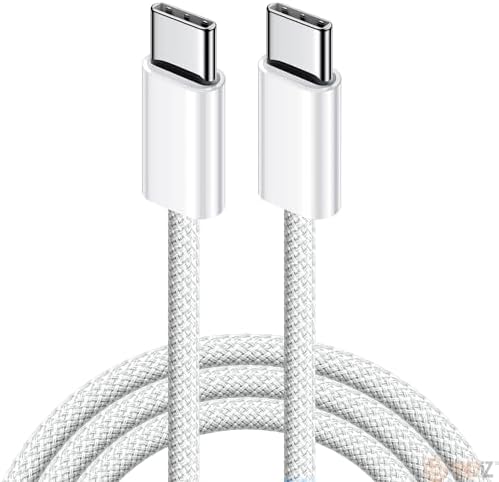 USB-C to USB-C Hızlı Şarj Kablosu Type-C 60W PD, 1m Örgülü Şarj Kablosu; 15 16 Pro Max, S24 S23 Ultra, iPad Pro ve USB-C Cihazlarla Uyumlu - Bydiz