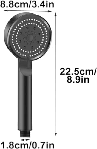 Turbo Duş Başlığı,5 Fonksiyonlu Ayarlanabilir Su Akımı,Yüksek Basınçlı El Duşu, Handshower,Masaj Ve Spa Etkili (Siyah)