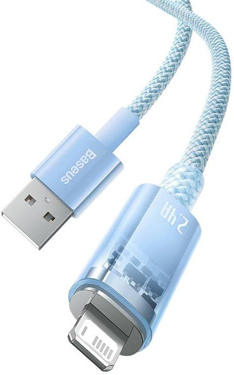 Explorer Serisi Hızlı Şarj Kablosu Akıllı Sıcaklık Kontrolü USB to iP 2.4A, 2m, Mavi