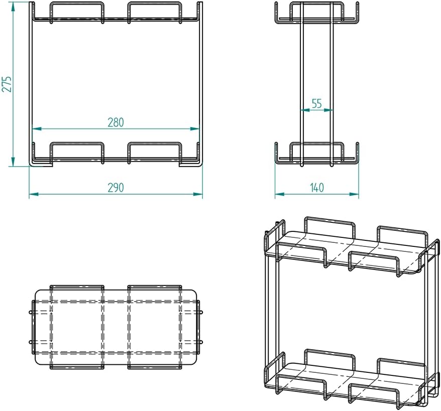 2 Katlı 28x14 Siyah Banyo ve Kozmetik Düzenleyici - Çift Katlı Sunum ve Servis Tepsisi - Makyaj Organizeri