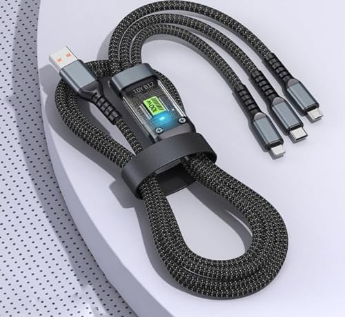 Alternative view of 3'ü 1 arada USB Kablosu Hızlı Şarj, Şeffaf Aydınlık 100w Süper Hızlı Şarj Kablosu, Dayanıklı Naylon örgü, Tip-C, ve Cihazlar için Şarj Çözümü