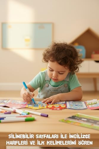 Alternative view of TOTS & FOLKS Abc Town Multi Activity Set, Wipe Clean Foldable Book and Puzzle, Yol ve Alfabe Puzzle Kitap Seti, Alphabet Street, ABC Şehri Multi Aktivite Seti