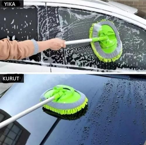 Araba Yıkama Fırçası,Araba Mopu, Paspas Temizleme Aleti Uzun Saplı Yıkama Detaylandırma Fırçası,Mikrofiber Temizleme Aleti Seti Fırça Silgi Için Arabalar Araç İçin Çiziksiz Temizleme Seti