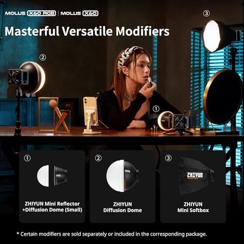 Alternative view of MOLUS X60 COMBO COB LED Video Işığı 60W İki Renkli 2700-6500K Difüzörlü APP Kontrolünü Destekler Bir Pil