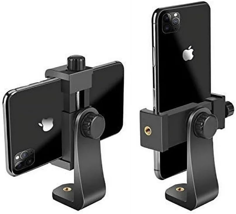 Telefon Tutucu Başlık + 90° Yönlendirme Aparatı 360 Derece Dönebilen Başlık Tüm Tripodlara Uyumlu Metal Mafsal Aparatı P231 (P231 telefon tutucu + Mafsal)