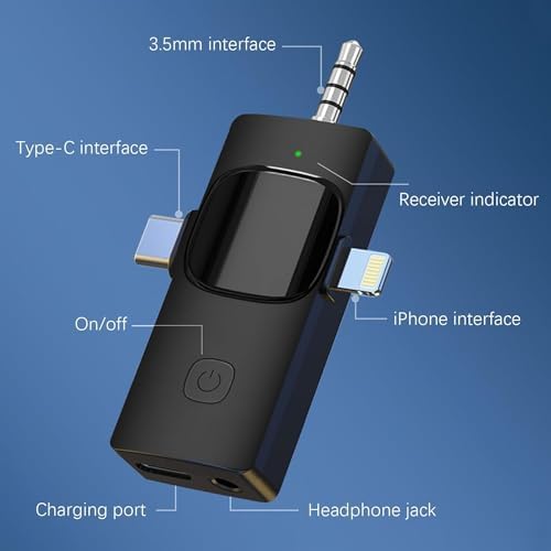 Alternative view of Kablosuz İkili Yaka Mikrofonu ile Uyumlu 3.5mm Aux Type-C PC Tablet Video Kayıt Röportaj Canlı Yayın Vlog Kablosuz Mikrofon USB C ve Amfi ve Bilgisayar Uyumlu ZR564