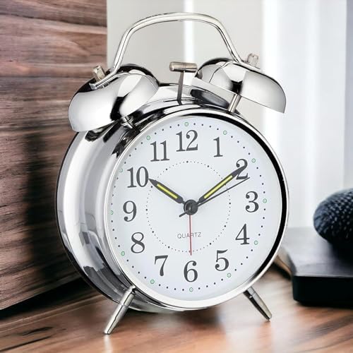 Akar Saniyeli Nostaljik Büyük Boy Masa Çalar Saat Yüksek Alarm sesi 16,5cm Hediyelik Işıklı Parlak Akrep Yelkovan