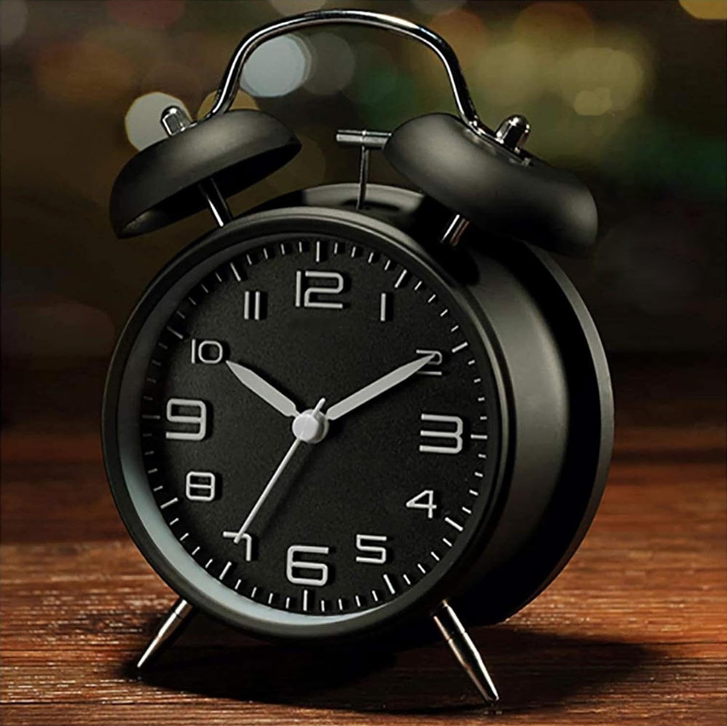 Alternative view of Sessiz Akar Saniyeli 16cm Alarm Masa Çalar Saat Yüksek Zil Sesi Büyük Boy Siyah